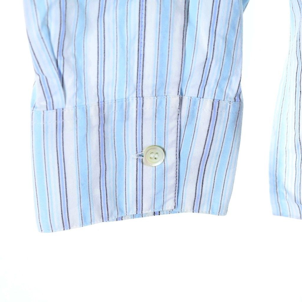 Loewe Logo Embroidery Chest Pocket Open Collar Striped Long Sleeve Shirt Blue — view 5