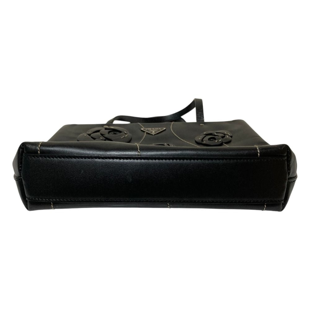 Prada Tola lelogo Plate Leather Handbag Black LadySecond — view 4