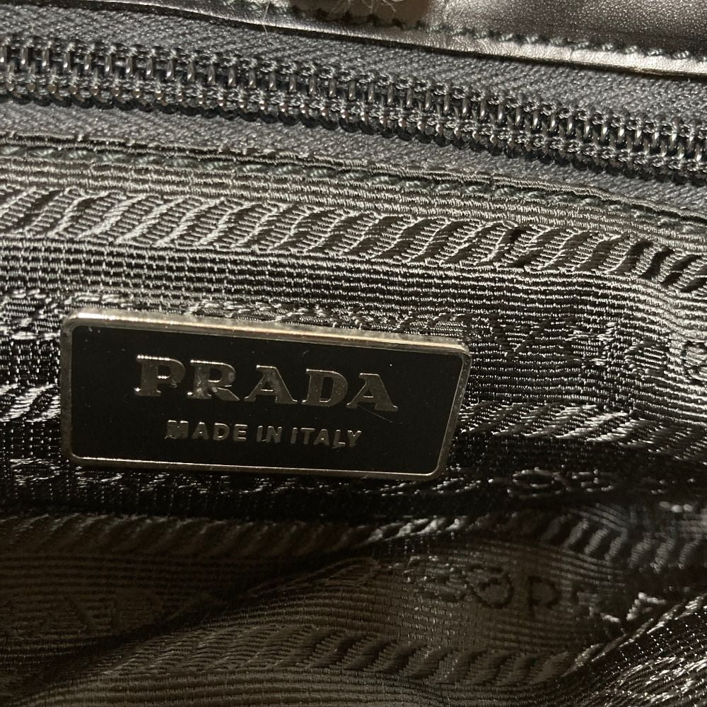 Prada Tola lelogo Plate Leather Handbag Black LadySecond — view 7