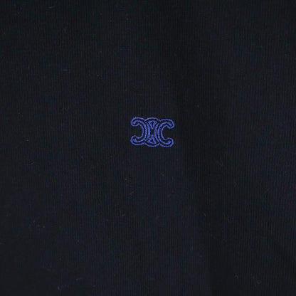 Celine Chest Logo Embroidery Loose Cotton Crew Neck Short Sleeve T-Shirt Black — view 5