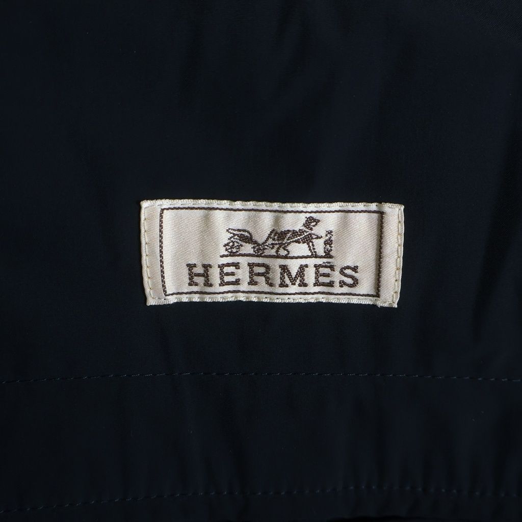 Hermes Nylon Long Coat Navy 58 — view 6