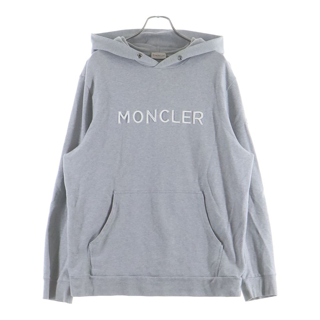Moncler Felpa Con Cappuccio Logo Embroidery Hoodie Sweatshirt Gray