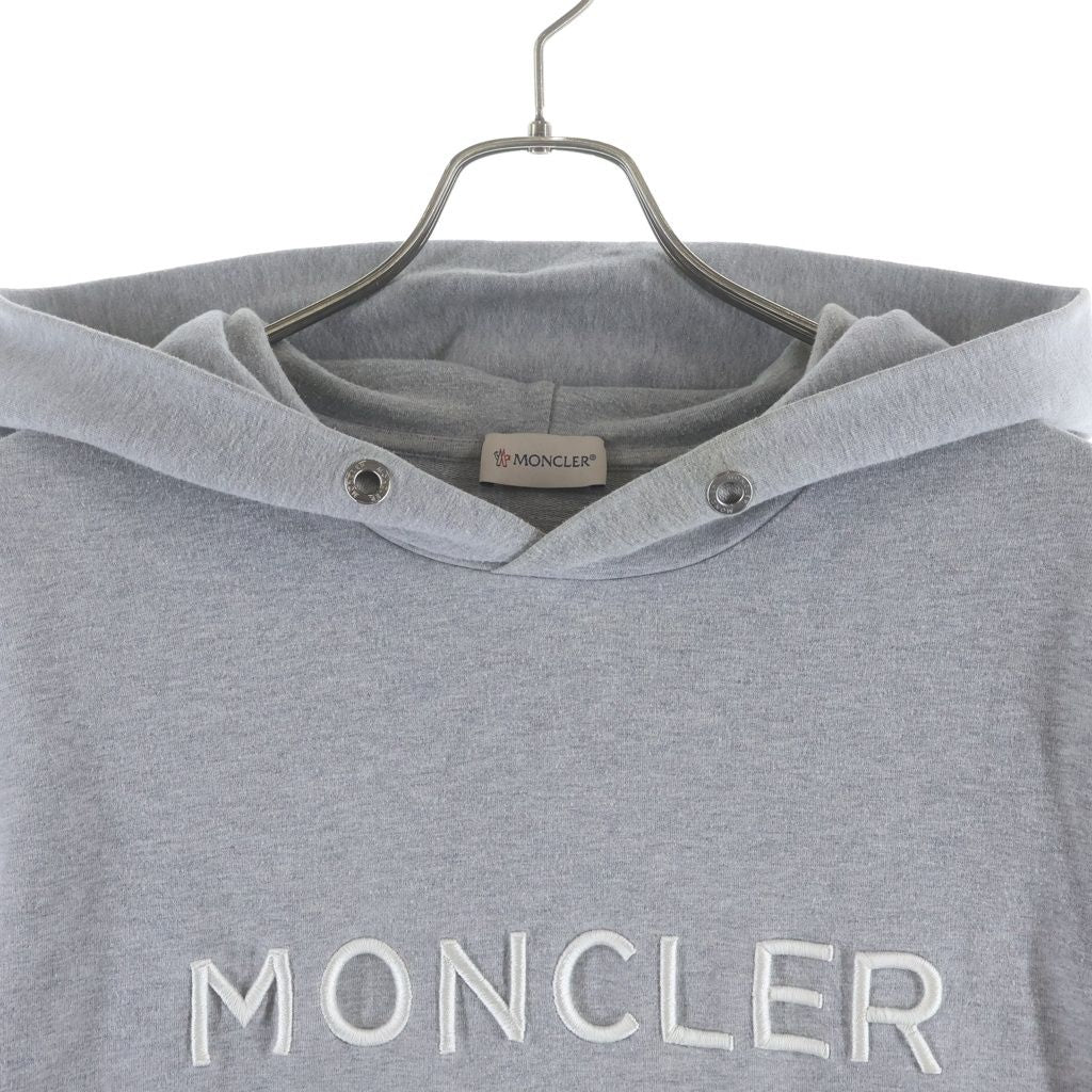 Moncler Felpa Con Cappuccio Logo Embroidery Hoodie Sweatshirt Gray — view 3