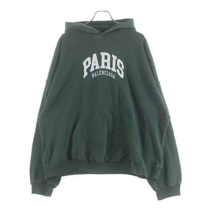 Balenciaga Paris Hoodie Front Logo Embroidery Pullover Green