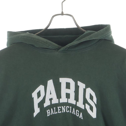 Balenciaga Paris Hoodie Front Logo Embroidery Pullover Green — view 3