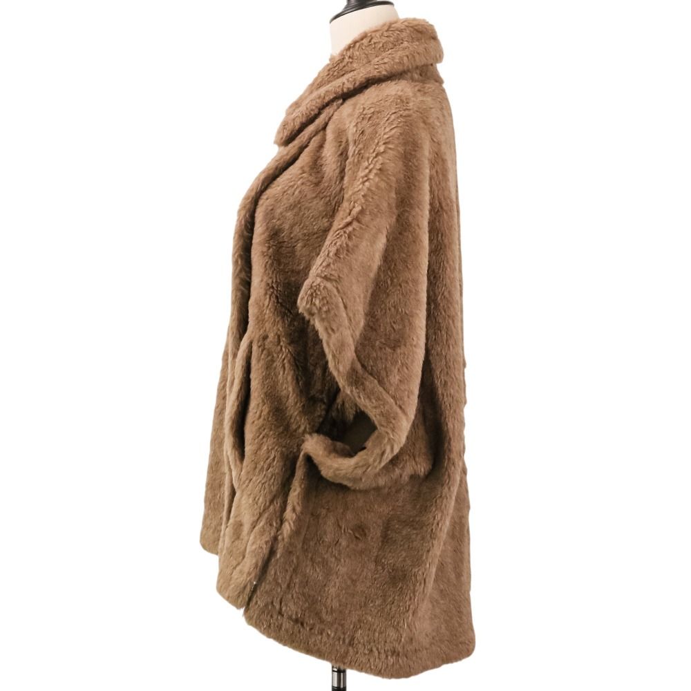 Max Mara Tebe Teddy Short Cape Silk Coat Brown — view 3