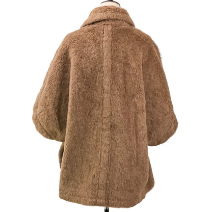 Max Mara Tebe Teddy Short Cape Silk Coat Brown — view 4