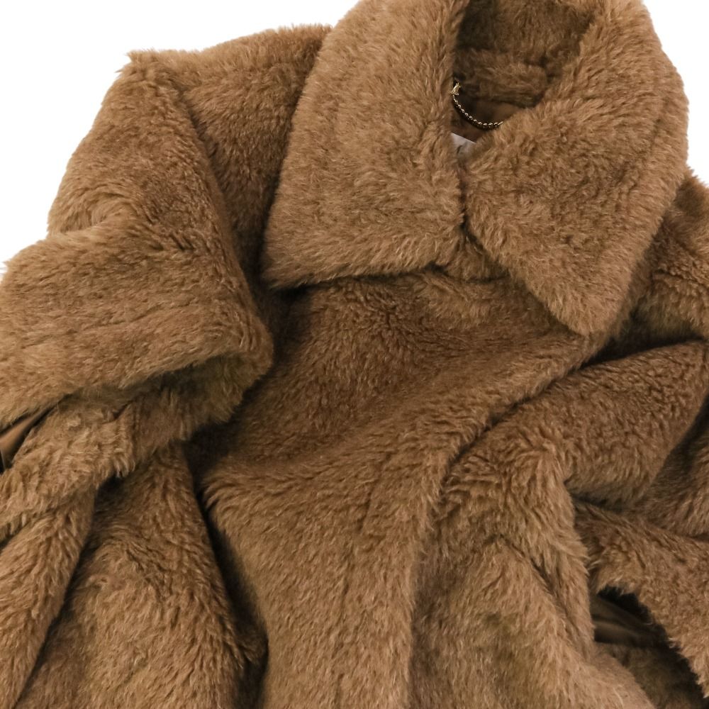 Max Mara Tebe Teddy Short Cape Silk Coat Brown — view 6