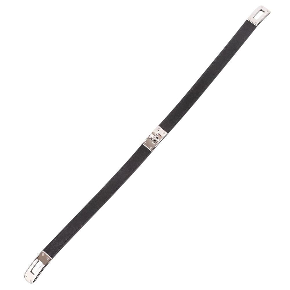 Hermes Kelly 2 Leather Bracelet Choker Black Silver LadySecond — view 9