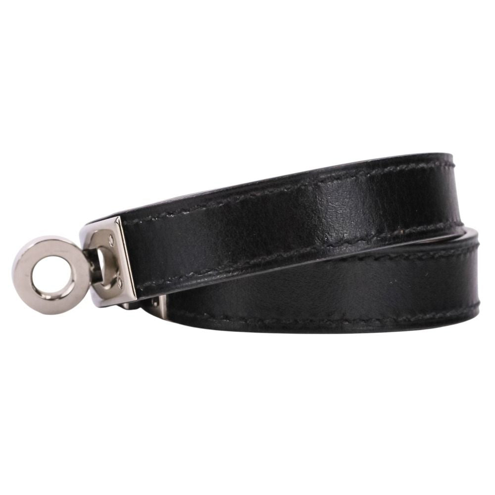 Hermes Kelly 2 Leather Bracelet Choker Black Silver LadySecond — view 2