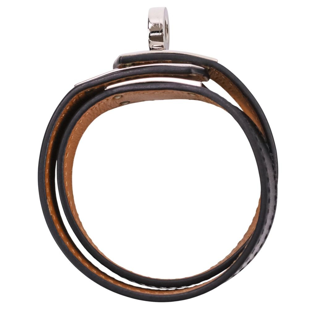 Hermes Kelly 2 Leather Bracelet Choker Black Silver LadySecond — view 7