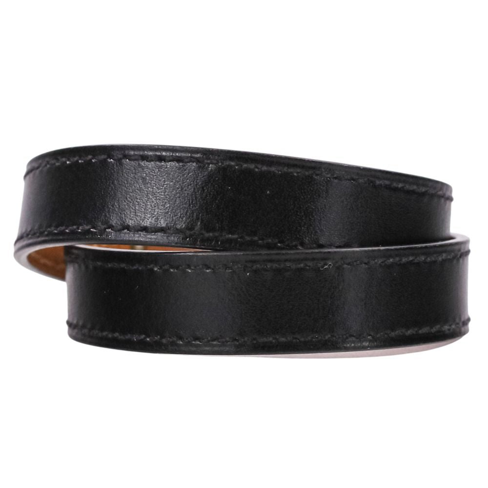 Hermes Kelly 2 Leather Bracelet Choker Black Silver LadySecond — view 3