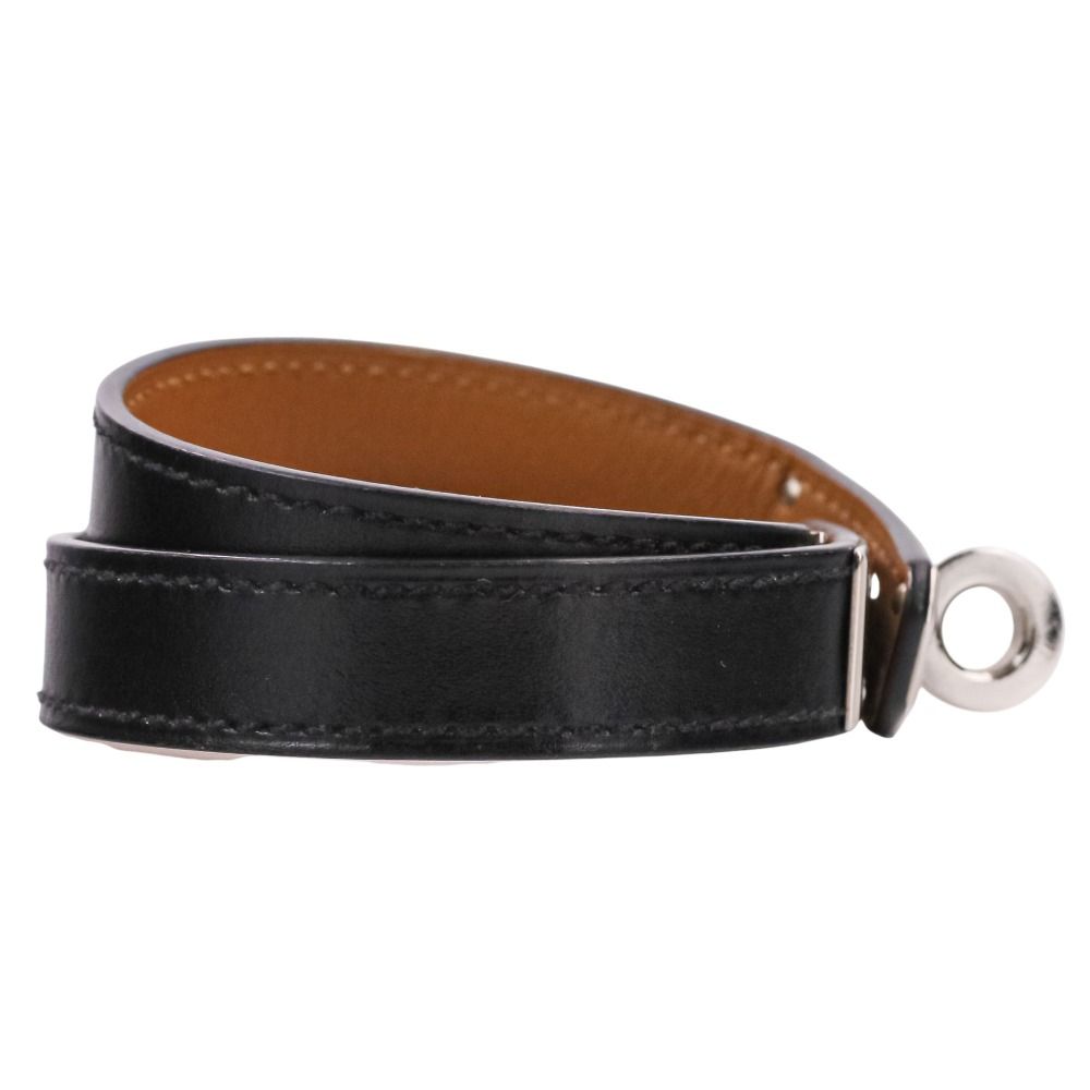Hermes Kelly 2 Leather Bracelet Choker Black Silver LadySecond — view 4