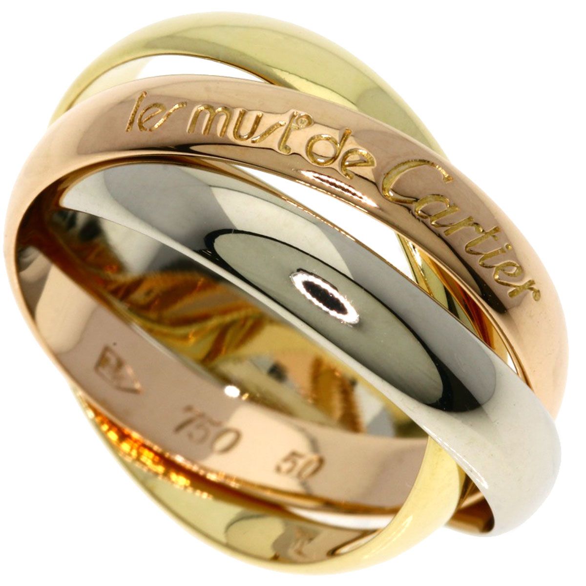 Cartier Trinity 50 Ring 18k Yellow Gold 18k Pink White