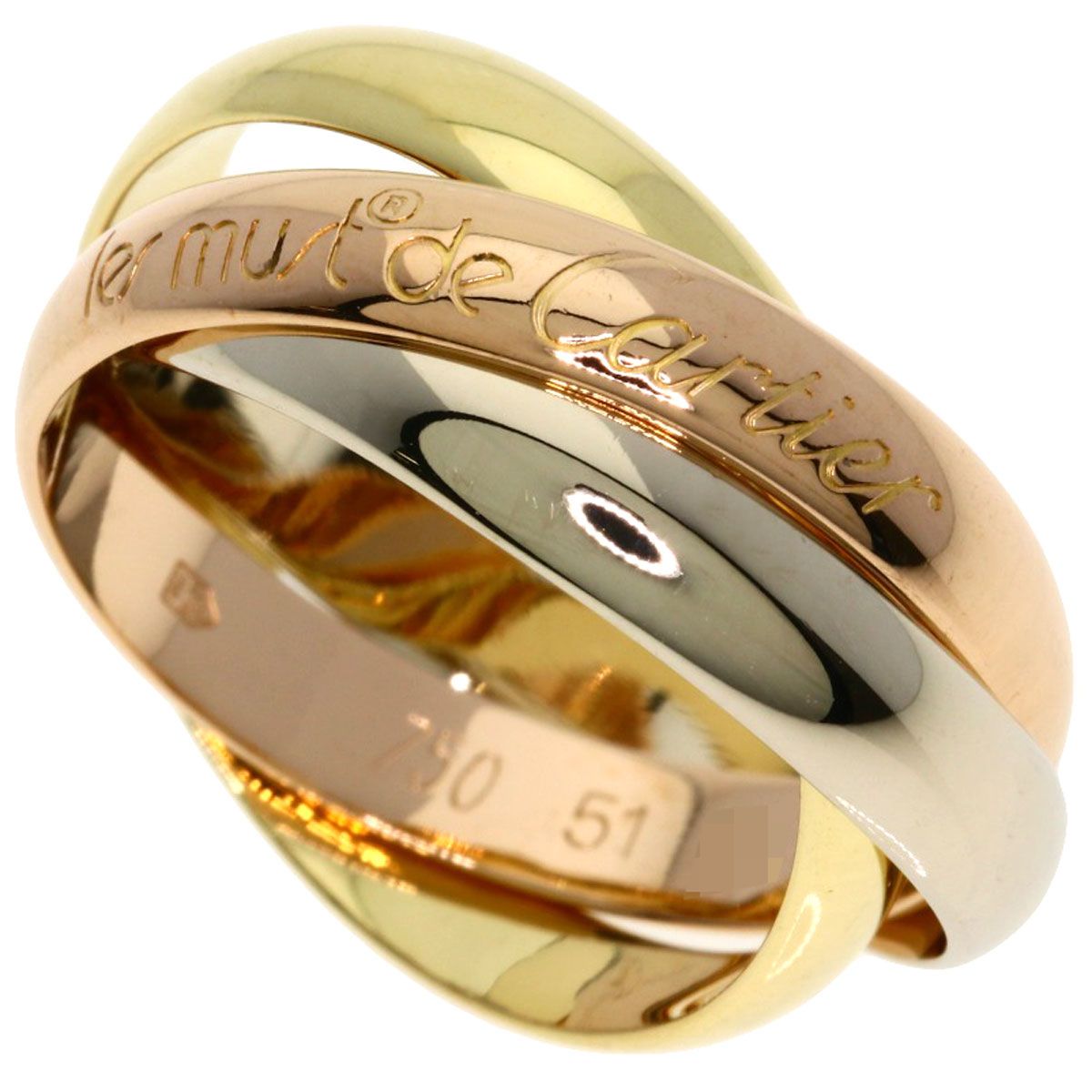 Cartier Trinity 51 Ring 18k Yellow Gold 18k Pink White