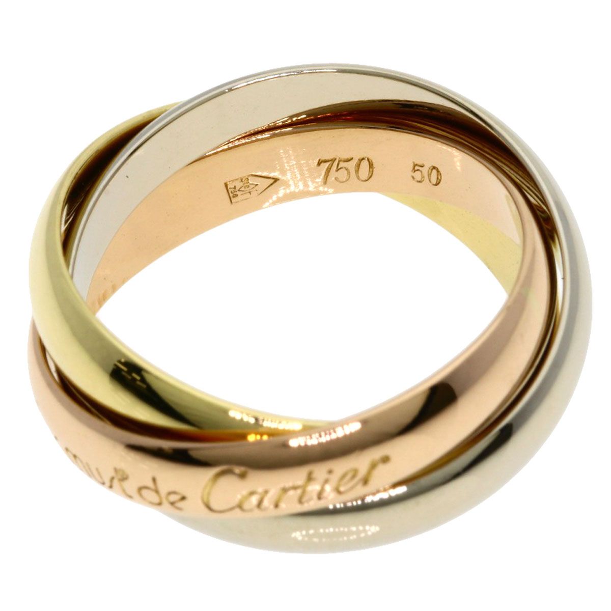 Cartier Trinity 50 Ring 18k Yellow Gold 18k Pink White — view 3