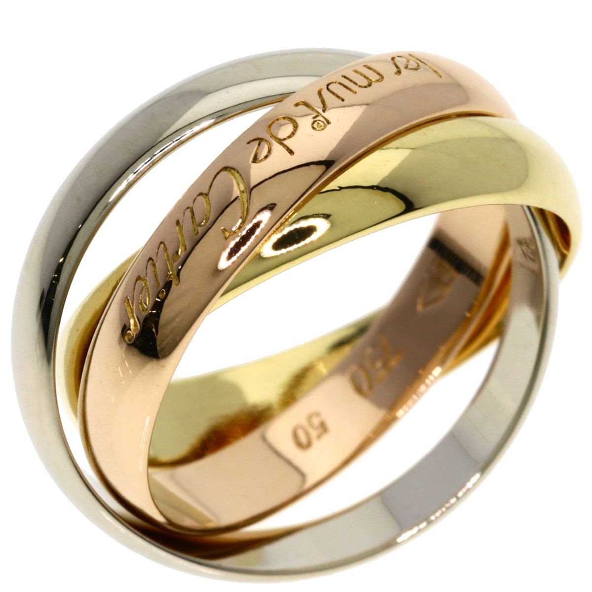 Cartier Trinity 50 Ring 18k Yellow Gold 18k Pink White — view 2