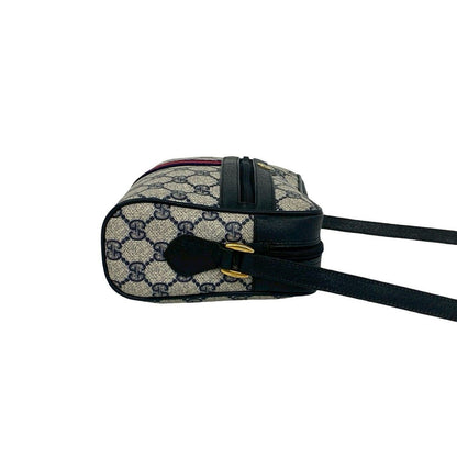 Gucci Vintage Sherry Line GG Logo Leather Shoulder Bag Navy — view 6