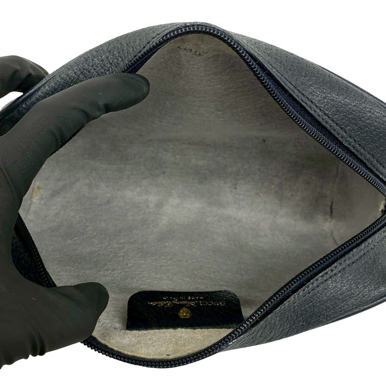 Gucci Vintage Sherry Line GG Logo Leather Shoulder Bag Navy — view 9