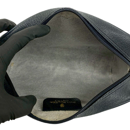 Gucci Vintage Sherry Line GG Logo Leather Shoulder Bag Navy — view 9