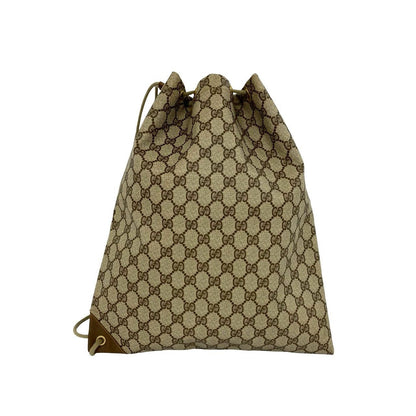 Gucci Vintage GG Logo Leather Shoulder Bag Drawstring Brown — view 3