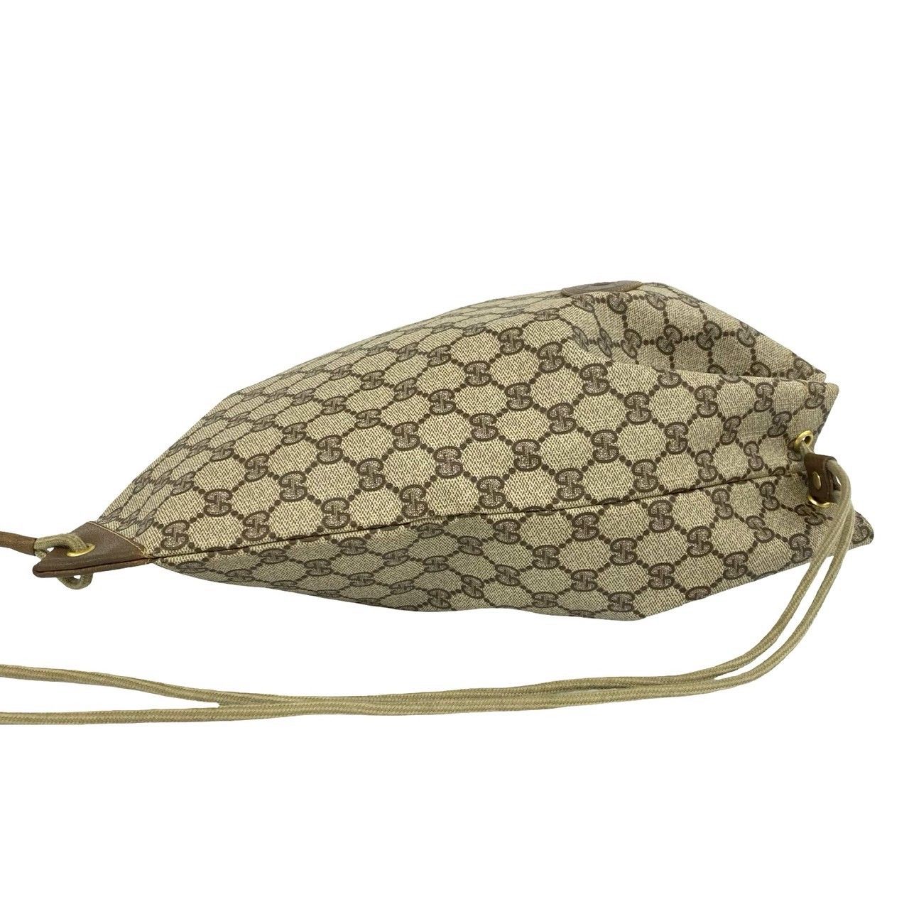 Gucci Vintage GG Logo Leather Shoulder Bag Drawstring Brown — view 8