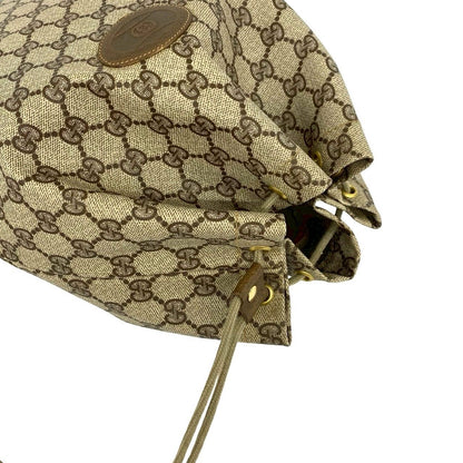 Gucci Vintage GG Logo Leather Shoulder Bag Drawstring Brown — view 4