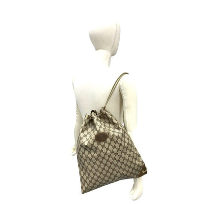 Gucci Vintage GG Logo Leather Shoulder Bag Drawstring Brown — view 2