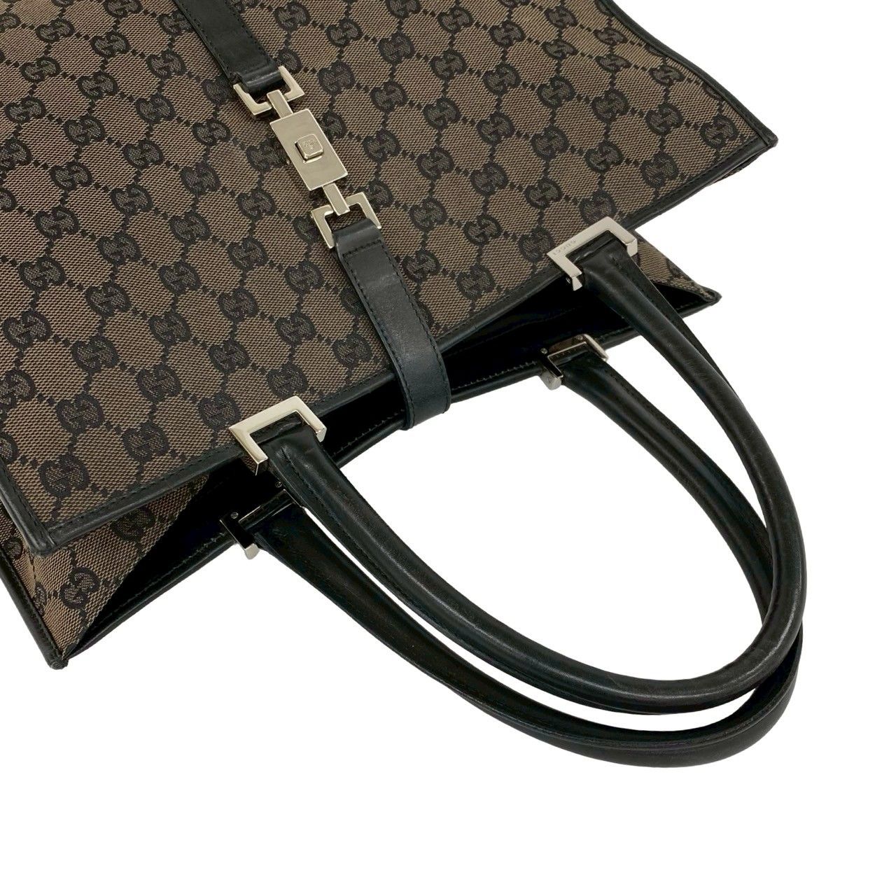 Gucci Jackie GG Pattern Leather Business Boston Bag Brown — view 4