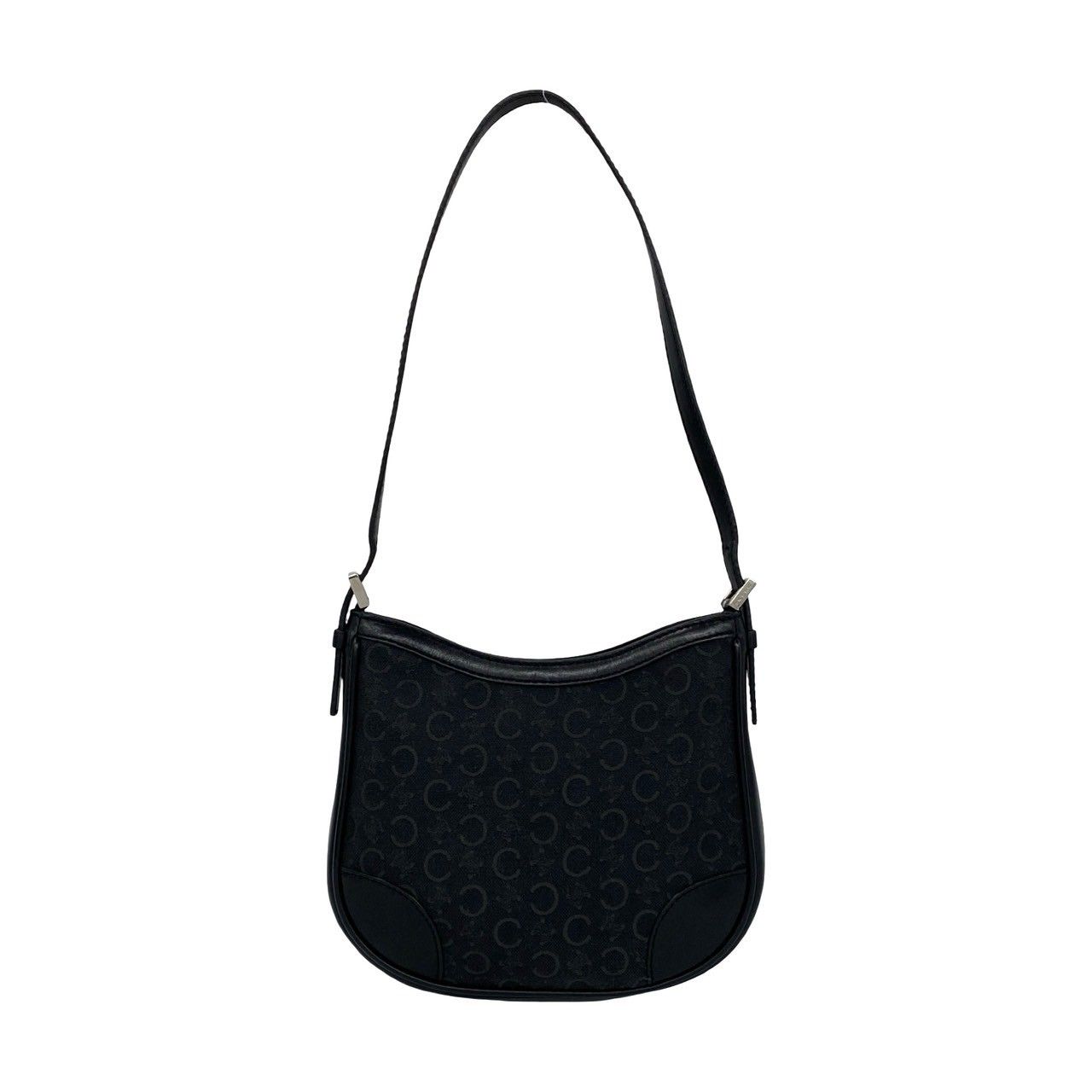 Celine Vintage Macadam Pattern Leather Mini Shoulder Bag Black — view 3