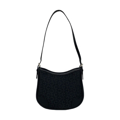 Celine Vintage Macadam Pattern Leather Mini Shoulder Bag Black — view 3