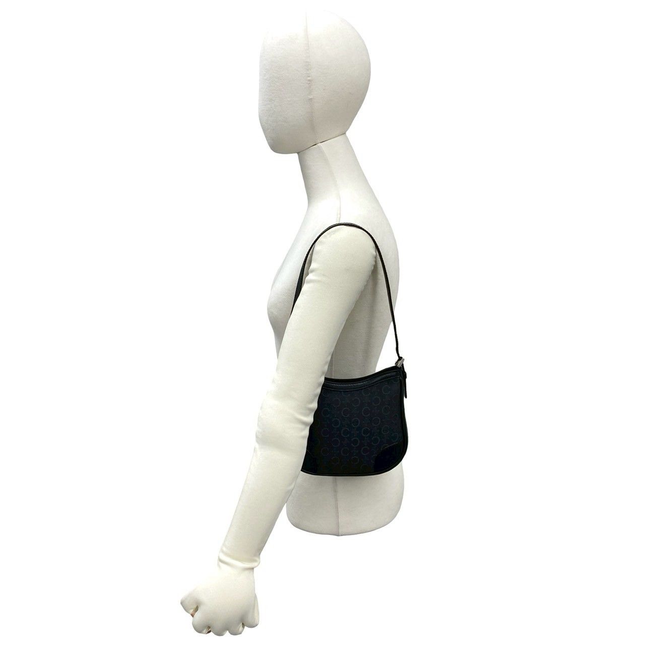 Celine Vintage Macadam Pattern Leather Mini Shoulder Bag Black — view 2