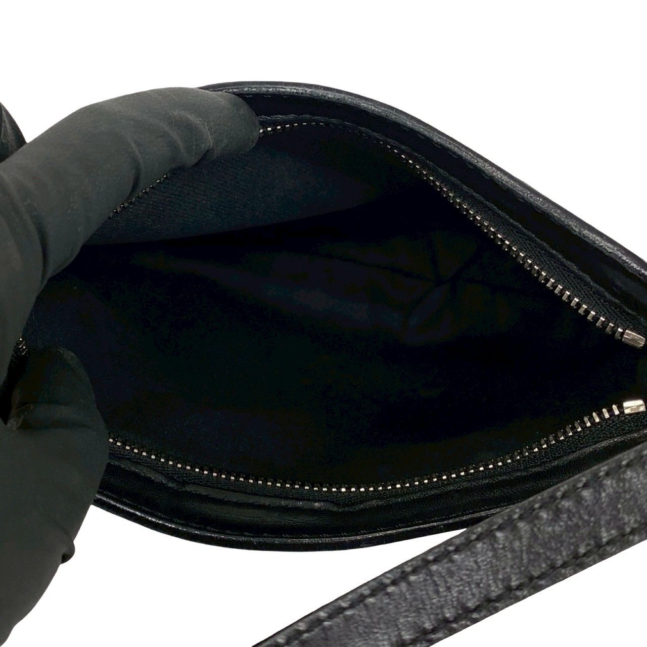 Celine Vintage Macadam Pattern Leather Mini Shoulder Bag Black — view 9