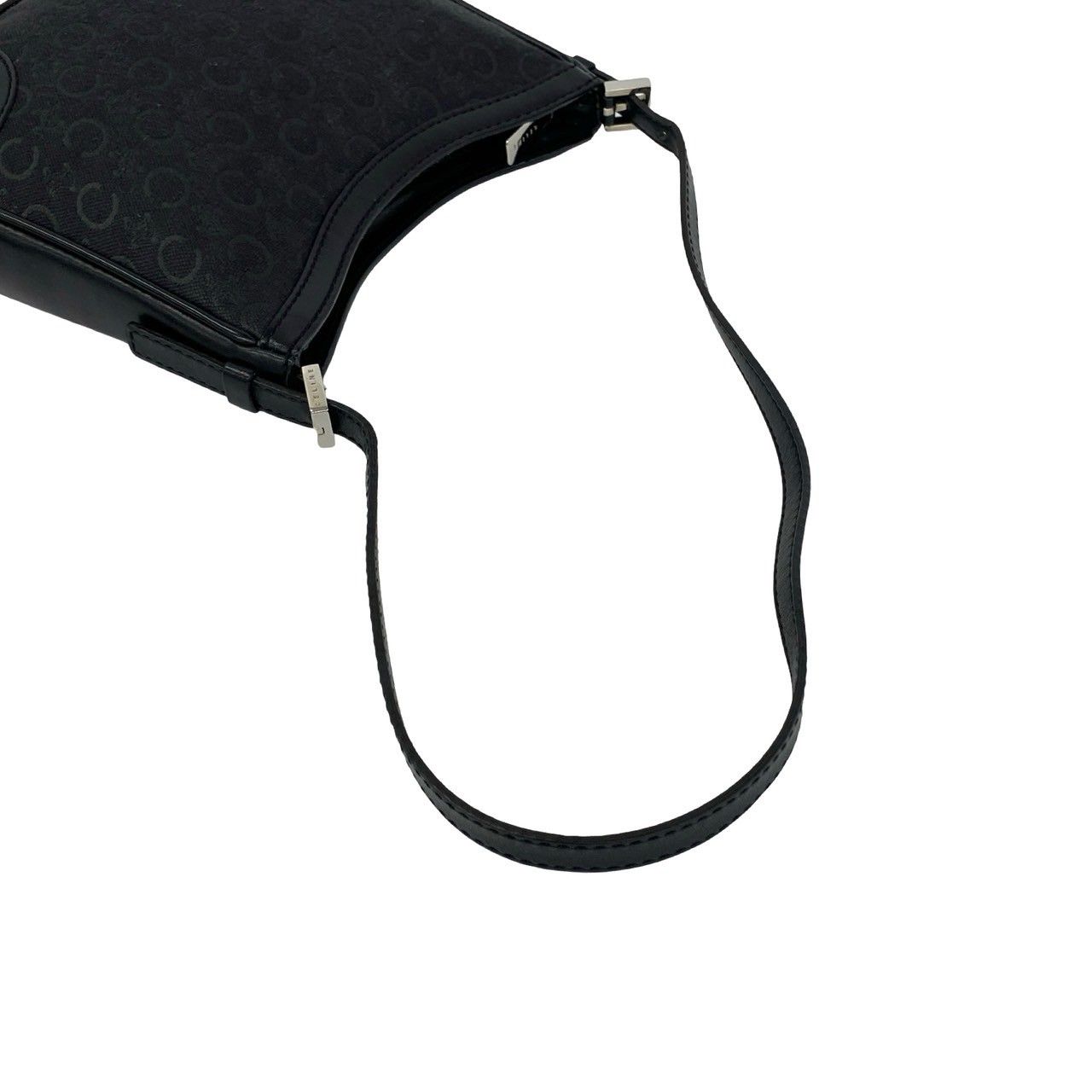 Celine Vintage Macadam Pattern Leather Mini Shoulder Bag Black — view 4