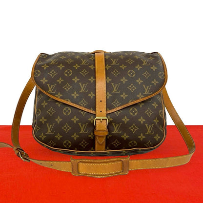 Louis Vuitton Vintage Saumur 35 Monogram Leather Shoulder Bag Brown