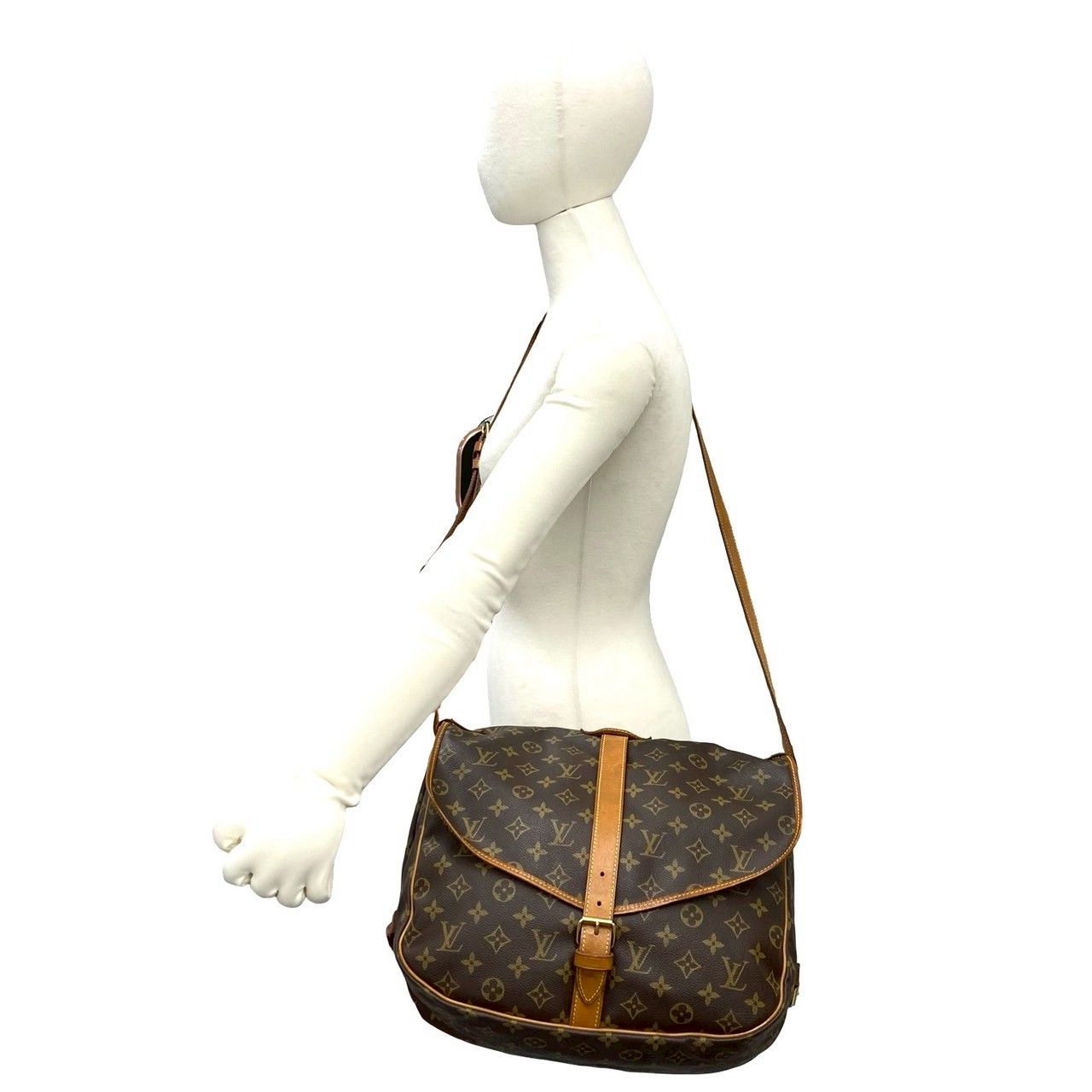 Louis Vuitton Vintage Saumur 35 Monogram Leather Shoulder Bag Brown — view 2