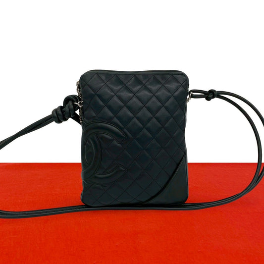 Chanel Vintage Cambon Line CC Logo Leather Mini Shoulder Bag Black