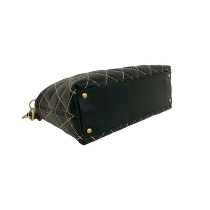 Chanel And Vintage Wild Stitch CC Logo Leather Handbag Black — view 7