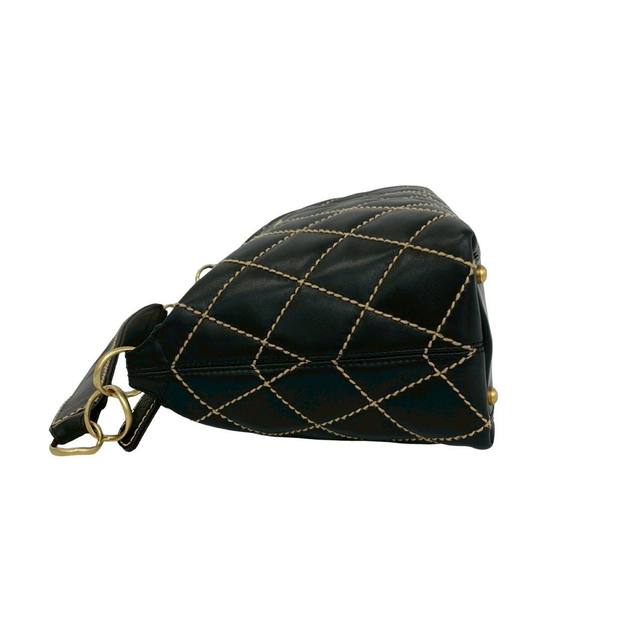 Chanel And Vintage Wild Stitch CC Logo Leather Handbag Black — view 5