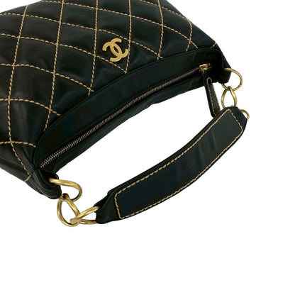 Chanel And Vintage Wild Stitch CC Logo Leather Handbag Black — view 4