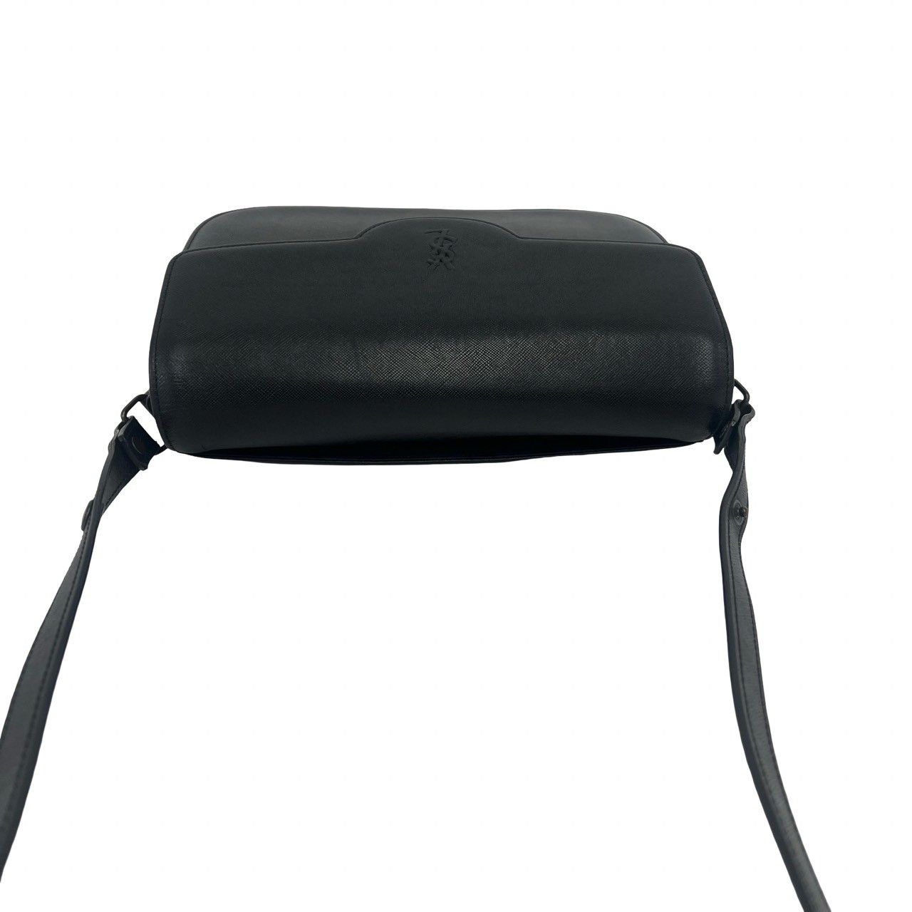 Saint Laurent Yves Vintage YSL Logo Leather Shoulder Bag Pochette Black — view 4