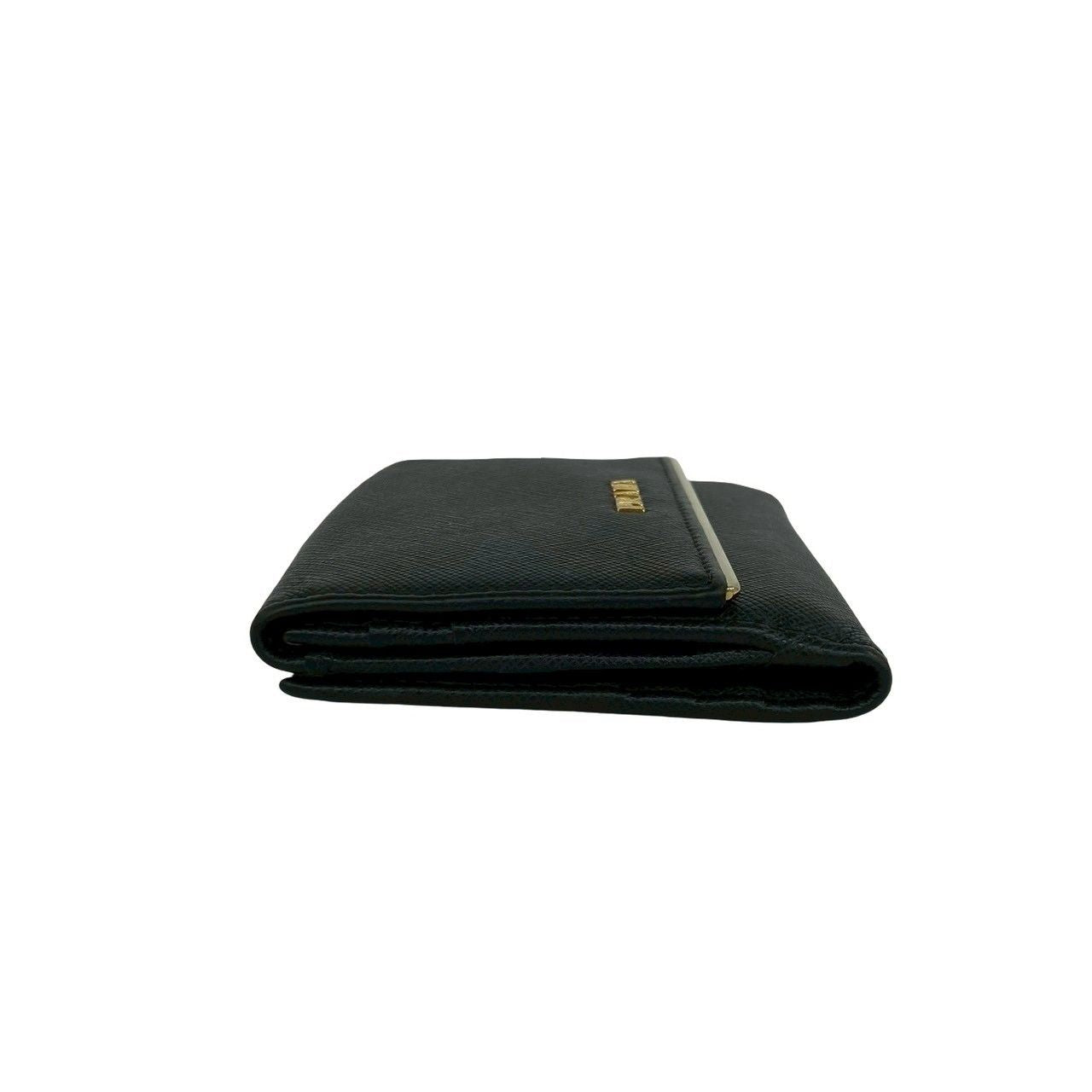 Prada Logo Saffiano Leather Bifold Wallet Mini Card Case Black — view 4