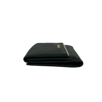 Prada Logo Saffiano Leather Bifold Wallet Mini Card Case Black — view 4