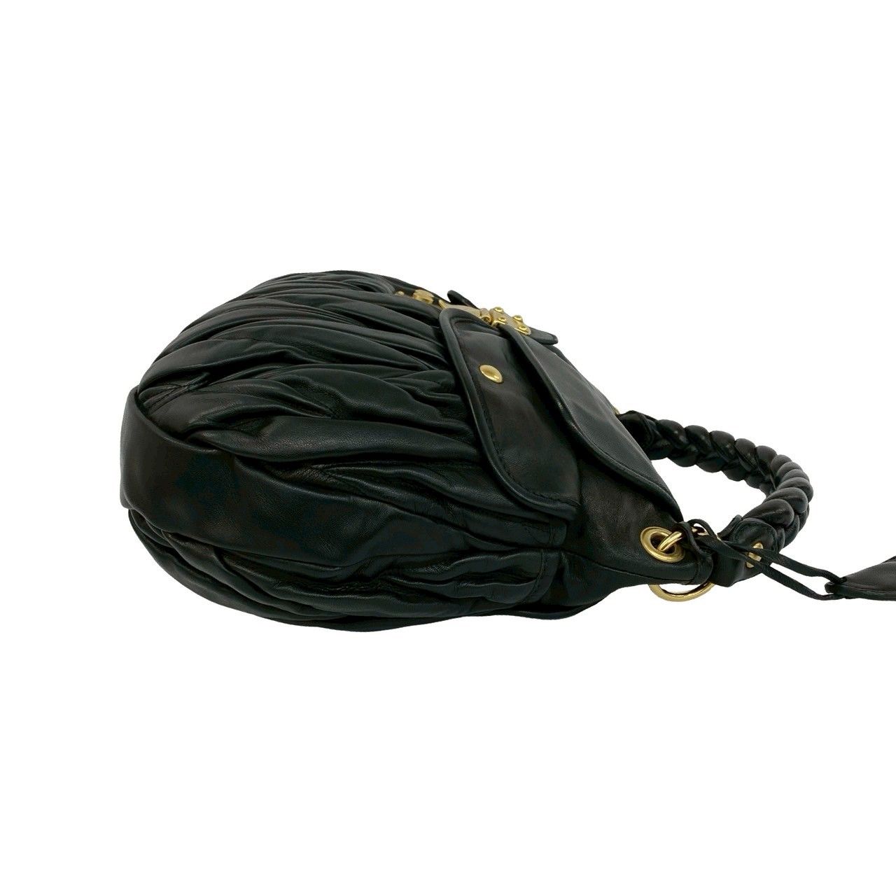 Miu Miu Matelasse Lambskin Leather 2-Way Tote Shoulder Bag Black — view 6