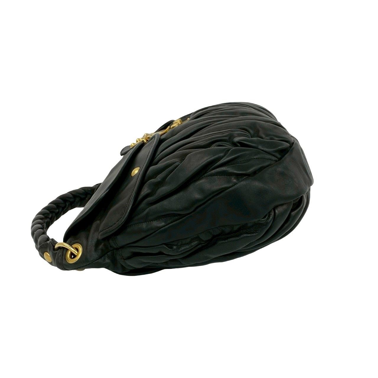 Miu Miu Matelasse Lambskin Leather 2-Way Tote Shoulder Bag Black — view 5