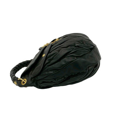Miu Miu Matelasse Lambskin Leather 2-Way Tote Shoulder Bag Black — view 5
