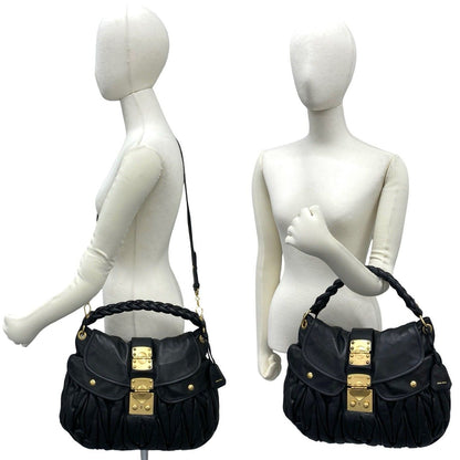 Miu Miu Matelasse Lambskin Leather 2-Way Tote Shoulder Bag Black — view 2