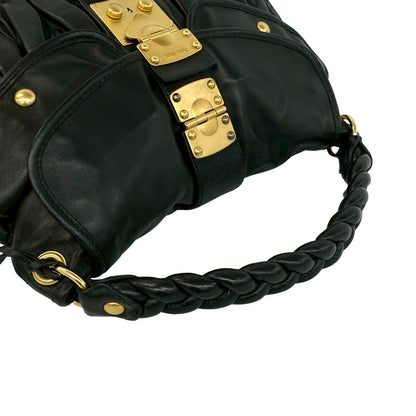 Miu Miu Matelasse Lambskin Leather 2-Way Tote Shoulder Bag Black — view 4