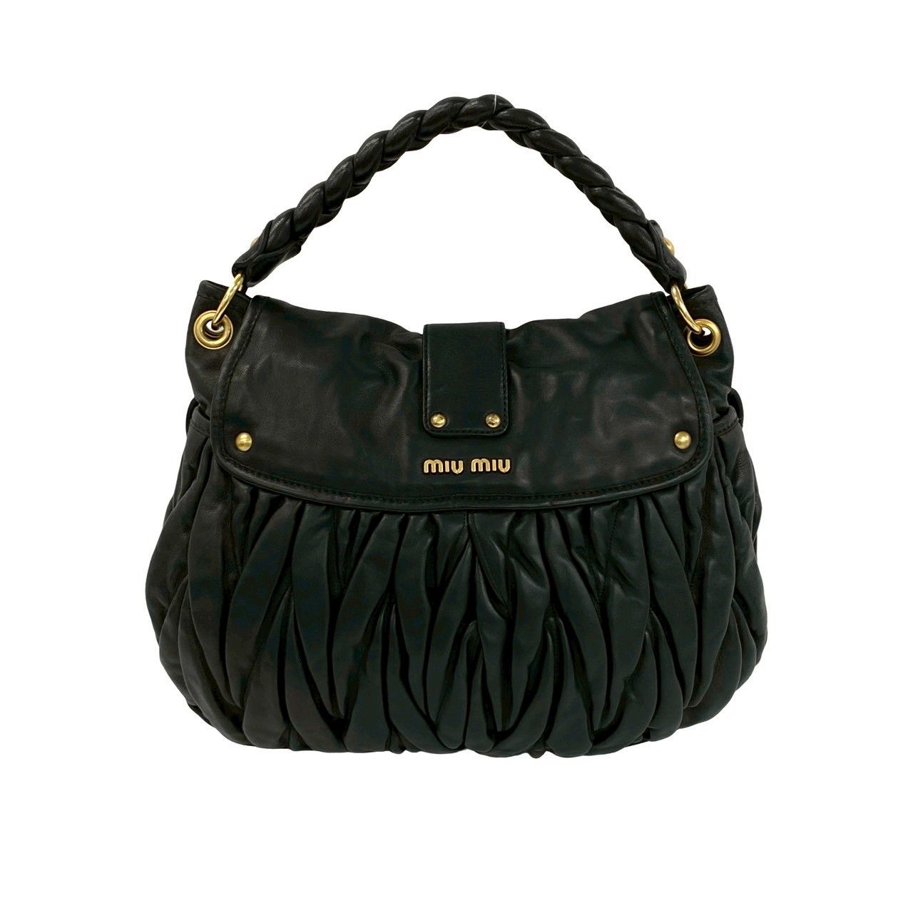 Miu Miu Matelasse Lambskin Leather 2-Way Tote Shoulder Bag Black — view 3