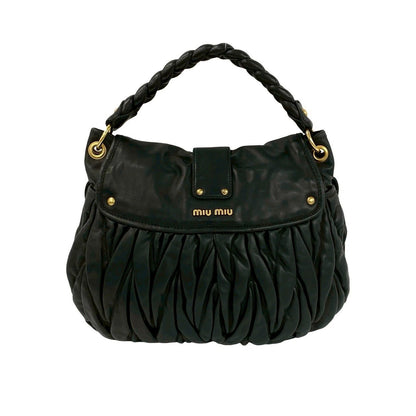 Miu Miu Matelasse Lambskin Leather 2-Way Tote Shoulder Bag Black — view 3